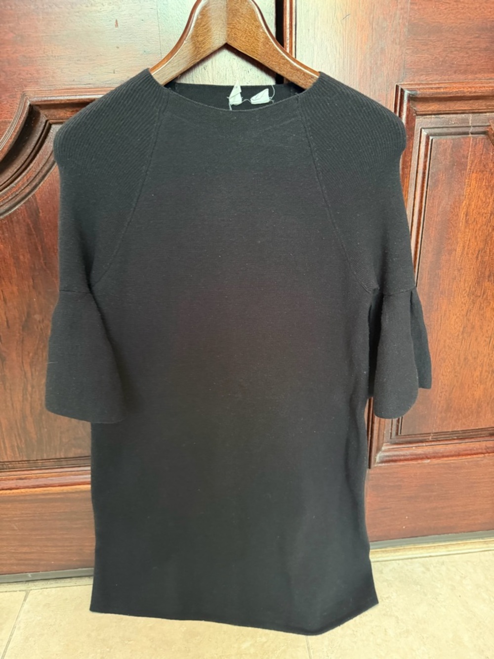 Anthropologie Black Knit Dress with Bell Sleeves